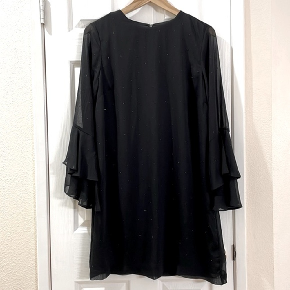 H&M Studded Black Dress with Bell Sleeves